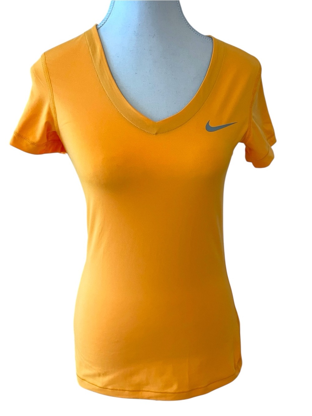Nike Women's Dri-Fit V-Neck Short Sleeve Tee Bright Orange Size Small